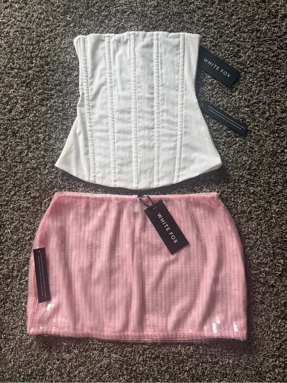 White fox skirt and bustier size xs